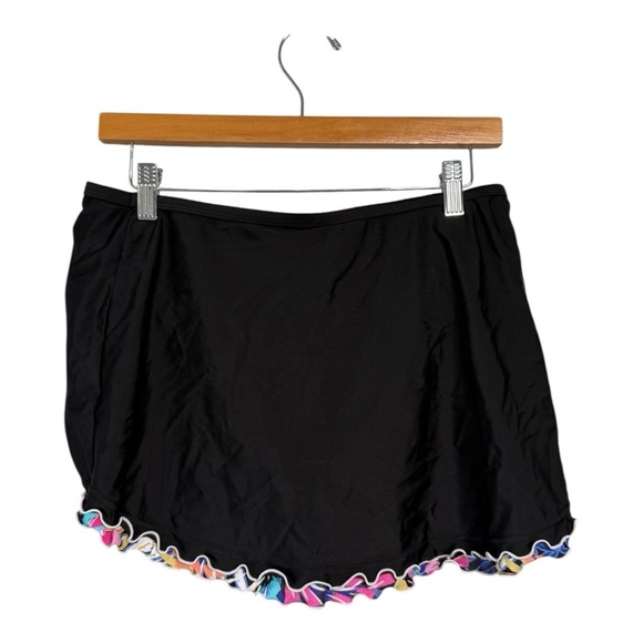 Island Escape Women's Mariposa Skirtini in Black Ruched Front Ruffle Trim NWOT - Picture 7 of 13